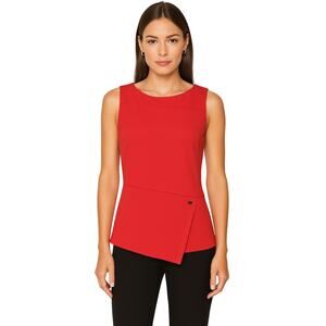 White House Black Market Asymmetrical Peplum Top in Fiery Red – Size 0